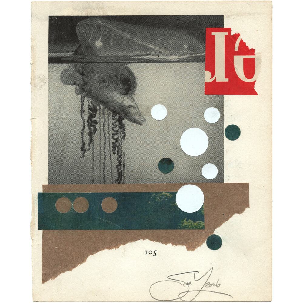 Original Mixed Media Modern Art Collage "Porphyrogenitic" 5.25x6.75" Signed